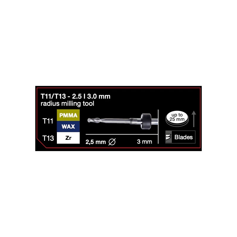 Freza Zr/PMMA/Wax 2,5 x 3,0 mm T11/T13, Imes-Icore