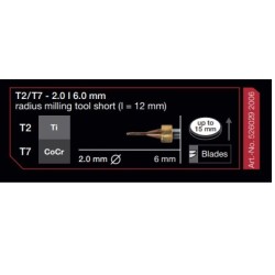 Freza Ti/CoCr 2,0 mm x 6,0 mm T2/T7, Imes-Icore