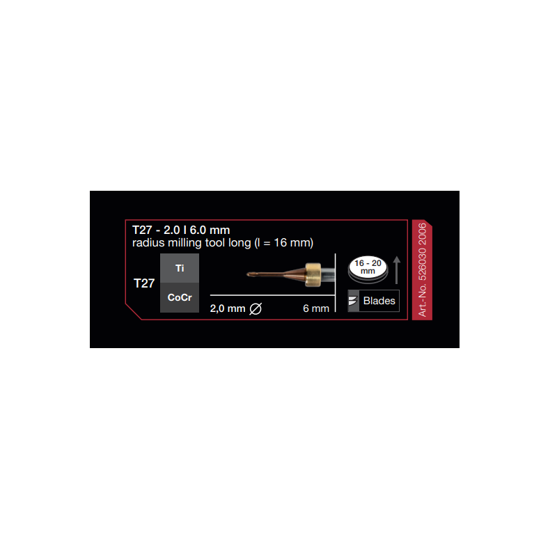 Freza Ti/CoCr T27 2,0 x 6,0 mm, Imes-Icore