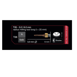 Freza Ti/CoCr T26 3,0 mm x...